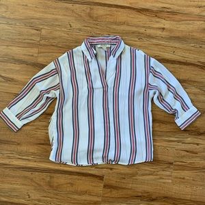 3/4 Sleeve Striped Tie-Back Shirt Size S